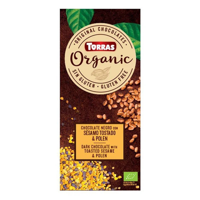 Шоколад чорний Torras з Сезамом і Пилком Organic Bio negro без глютену 100 г Іспанія