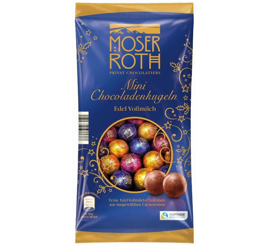 Цукерки шоколадні Moser Roth Mini Chocoladenkugeln Edel Vollmilch 150 г Німеччина