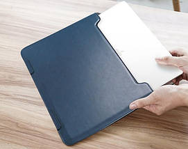 Папка-конверт для MacBook Leather standing pouch 13.3" dark blue, фото 2