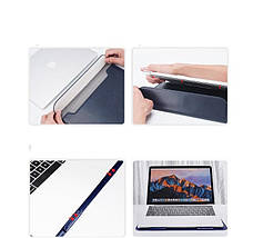 Папка-конверт для MacBook Leather standing pouch 13.3" dark blue, фото 3