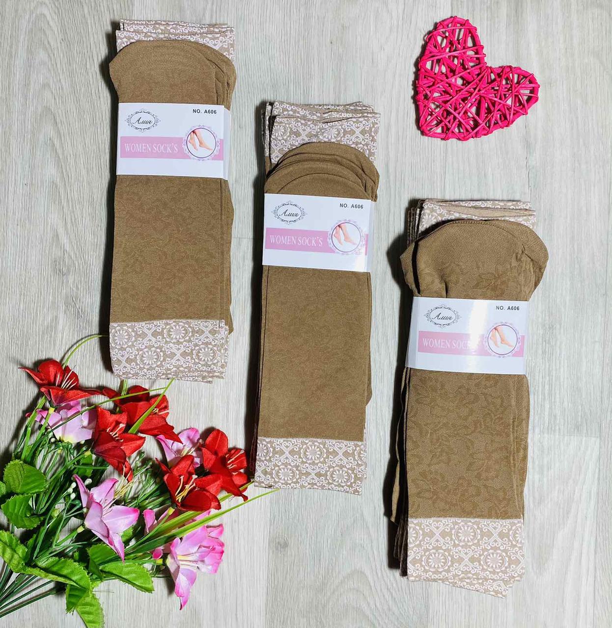 Шкарпетки жіночі капронові без розмірні Алія моко з візерунком No2