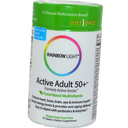 Вітаміни і мінерали 50 + Rainbow Light Active Adult 50+ 30 таблеток, фото 2