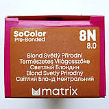 8N (світлий блонд нейтральний) Стійка крем-фарба для волосся Matrix SoColor Pre-Bonded,90ml, фото 3