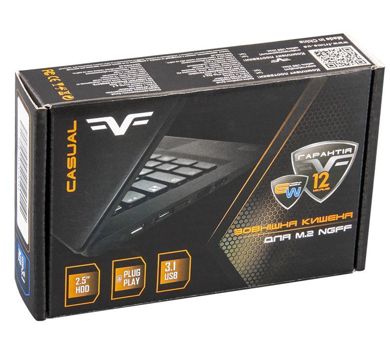 Зовнішній кишеню Frime SATA HDD/SSD 2.5", USB 3.1, Metal, Black (FHE210.M2U31)