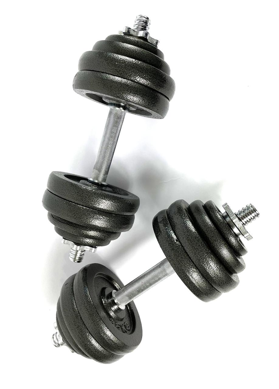 Гантелі металеві NEOS 2 х 15 кг розбірні для домашнього фітнесу загальною вагою 30 кг, фото 1