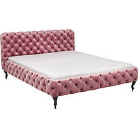 Мягкая дизайнерская кровать с каретной стяжкой MeBelle RUMI 160 х 200 см, премиальный розовый велюр