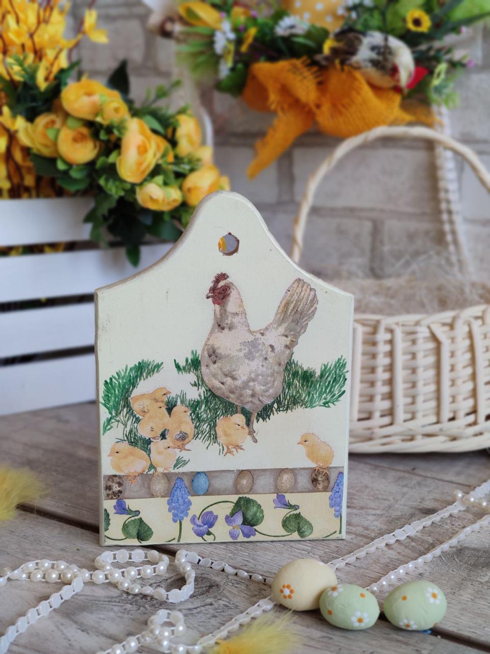 Дошка кухонна із дерева, для декору, Н - 21-22,5 см, великодній декор, фото 1