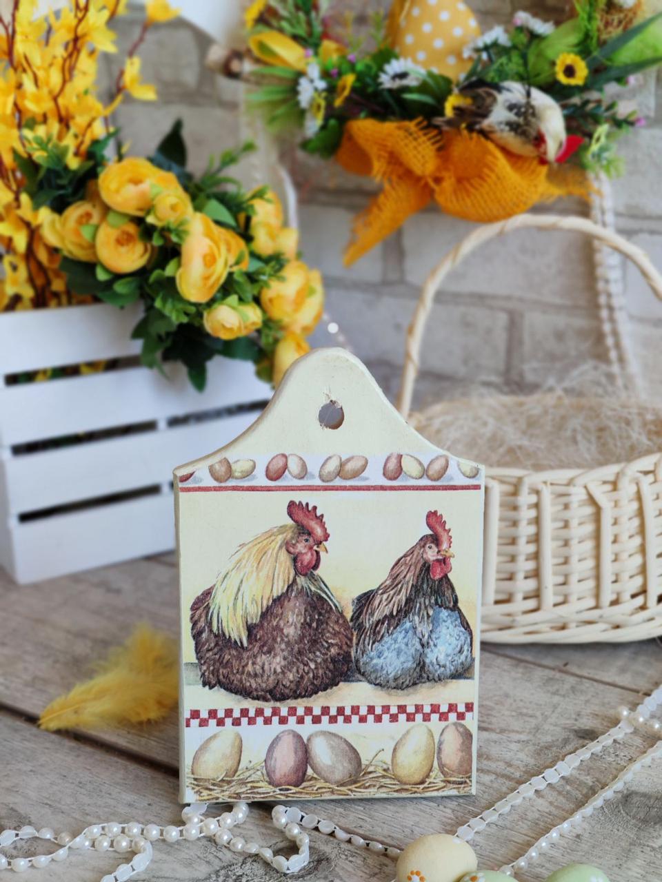 Дошка кухонна із дерева,  для декору, Н - 21-22,5 см, великодній декор, фото 1