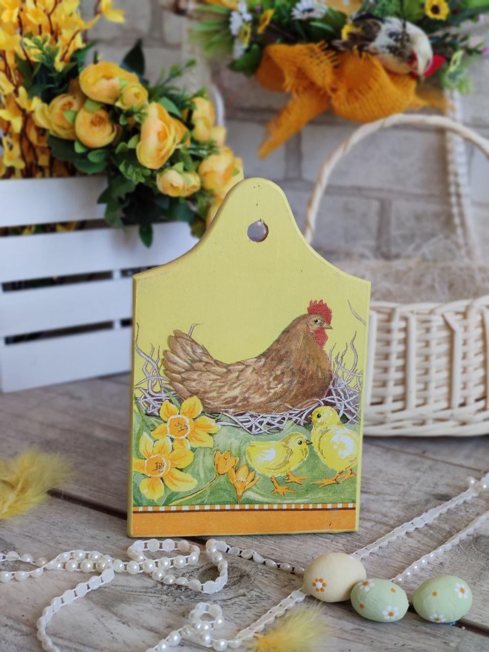 Дошка кухонна із дерева,  для декору, Н - 21-22,5 см, великодній декор, фото 1