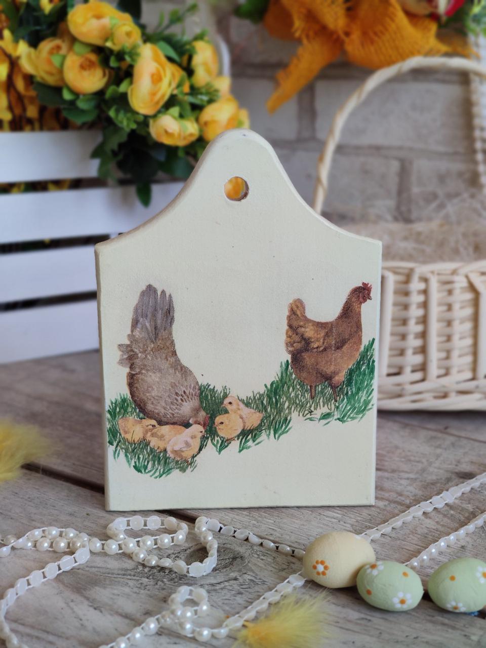 Дошка кухонна із дерева, для декору, Н - 21-22,5 см, великодній декор, фото 1