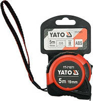 Рулетка YATO : L= 5 м x 19 мм, з сталевою стрічкою, нейлоновим покриттям YT-71071