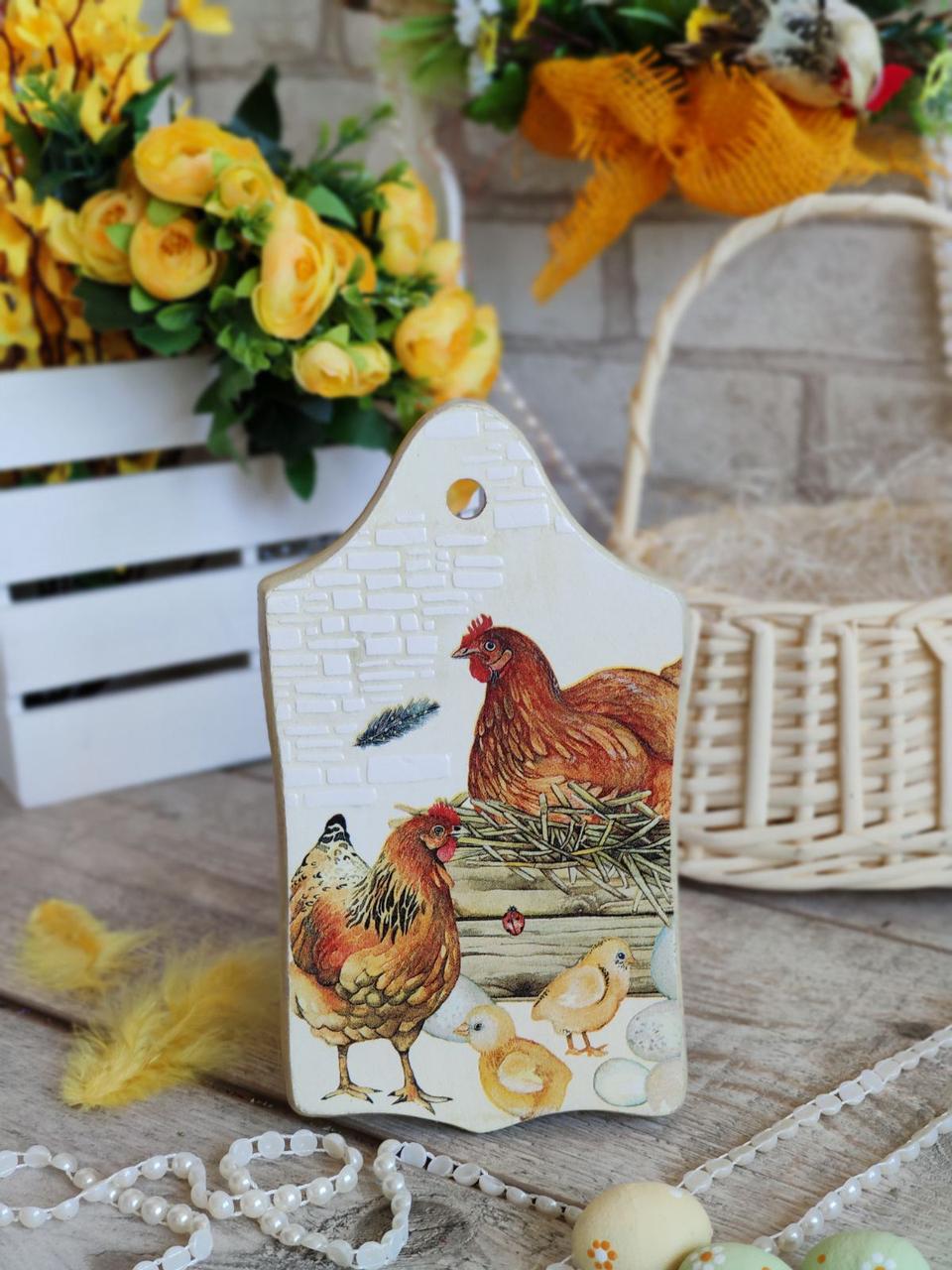Дошка кухонна із дерева, для декору, Н -22см, великодній декор, фото 1