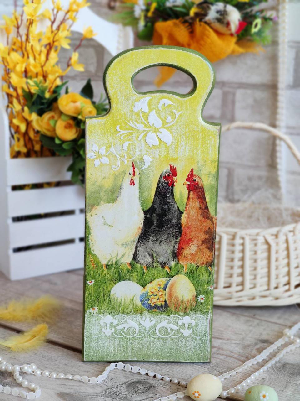 Дошка кухонна із дерева,  для декору, Н -34 см, великодній декор, фото 1