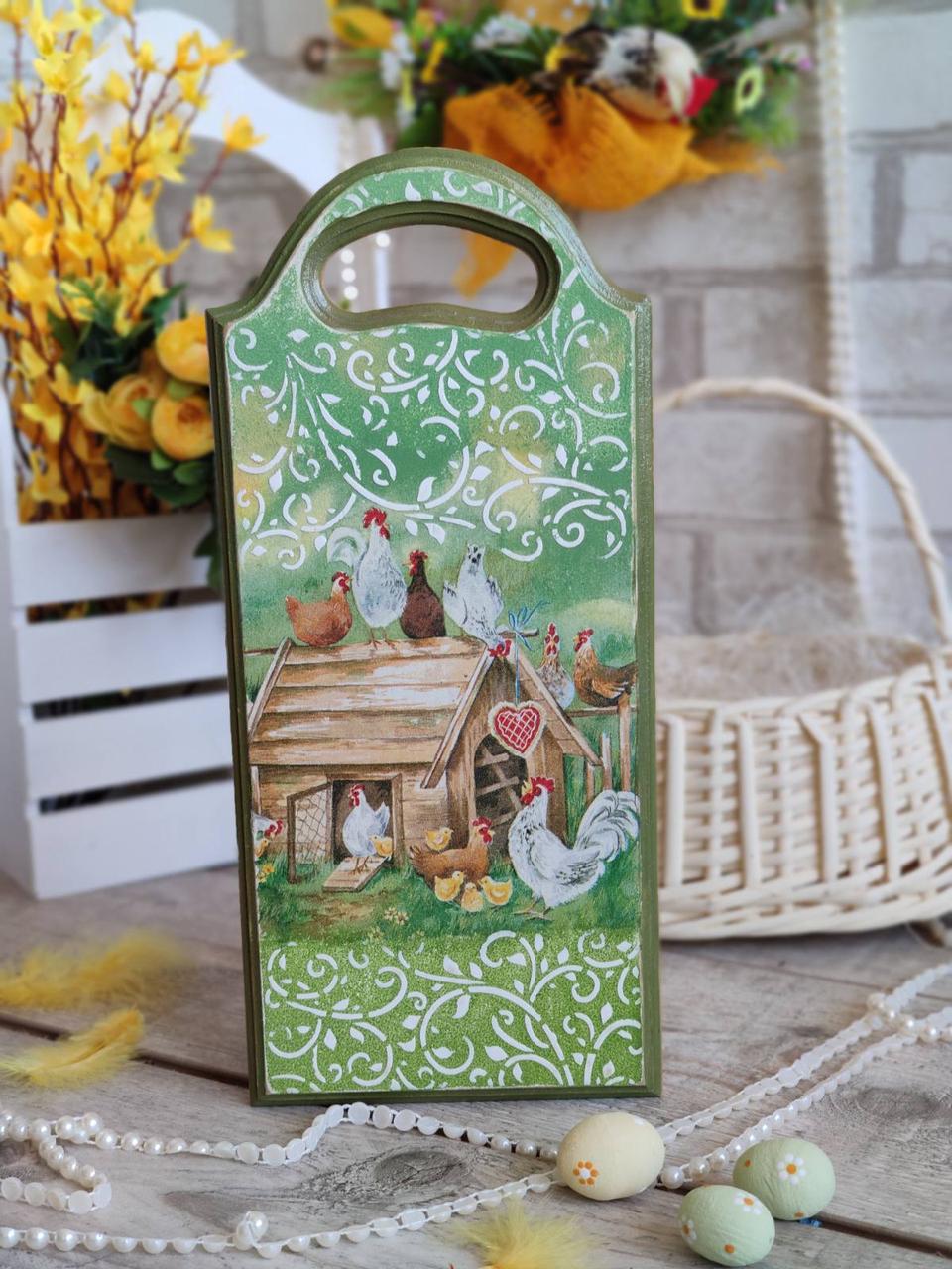 Дошка кухонна із дерева,  для декору, Н -34 см великодній декор, фото 1