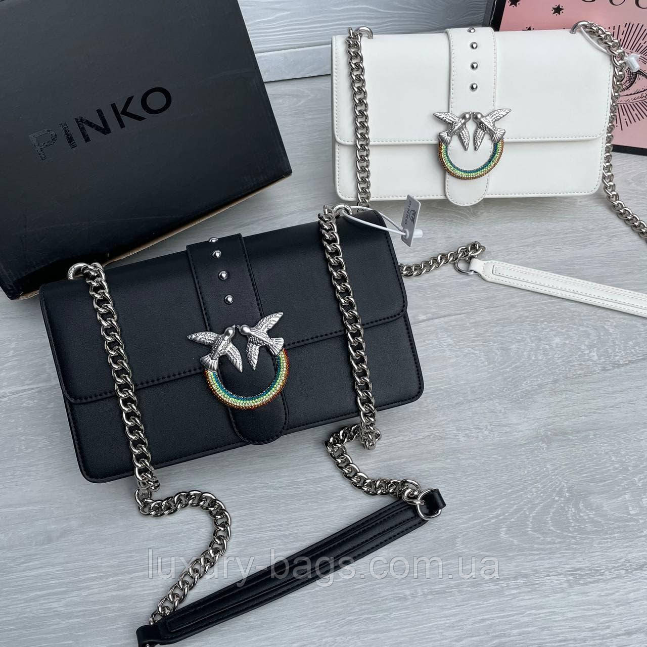 Жіноча шкіряна сумка Pinko Simply Пінко з райдужною пряжкою
