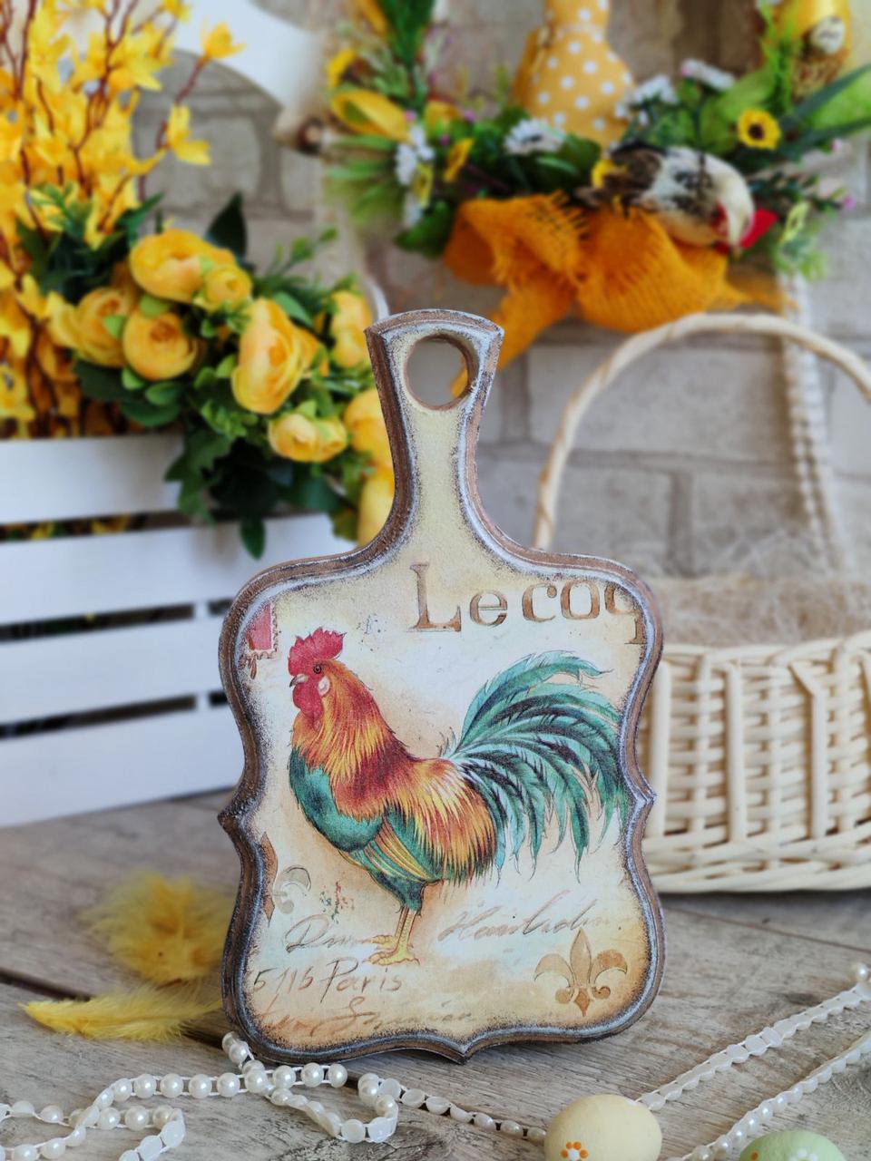 Дошка кухонна із дерева,  робоча 2 сторона, Н -25 см, великодній декор, фото 1