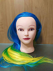Хіт продажу! Голова манекен для зачісок з кольоровими волоссям, фото 3