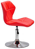 Стілець Torino CH-Base червоний 1007 шкірозамінників на хромованому млинці D-385 мм, поворотний із регулюванням висоти, фото 4