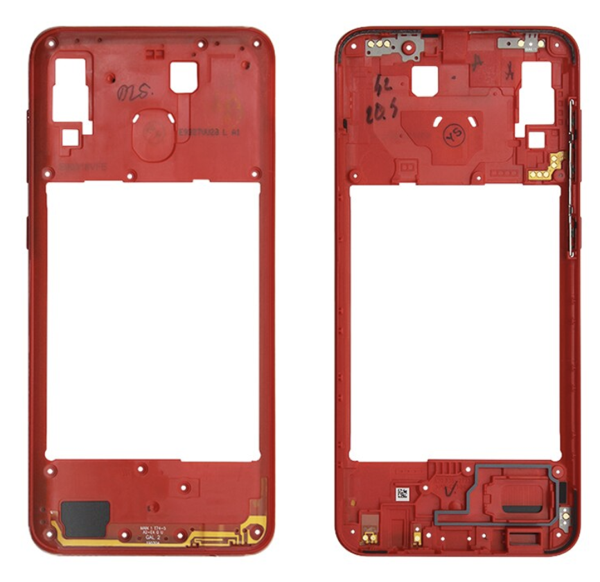 Рамка корпусу Samsung A405F Galaxy A40 2019, червона, фото 1