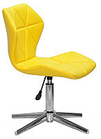 Стілець Torino Modern Base жовтий 1006 шкірозамінник на хромованій хрестовині на стопках, фото 4