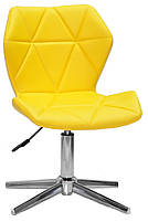 Стілець Torino Modern Base жовтий 1006 шкірозамінник на хромованій хрестовині на стопках, фото 2