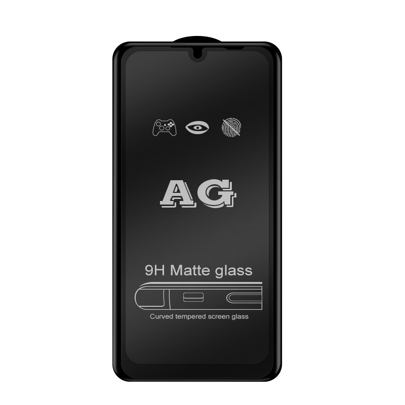 Матове захисне скло 5D для Xiaomi Redmi Note 7 чорне 9H на весь екран, фото 1