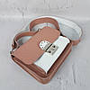 Сумка жіноча "Біанка" натуральна шкіра, рожева-біла комбінована, фото 5