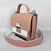 Сумка жіноча "Біанка" натуральна шкіра, рожева-біла комбінована, фото 3