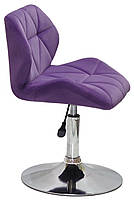 Стілець Set CH-Base велюр фіолетовий В-1013 на круглій хромованій ніжці з регулюванням висоти, фото 4