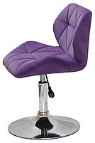 Стілець Set CH-Base велюр фіолетовий В-1013 на круглій хромованій ніжці з регулюванням висоти, фото 3