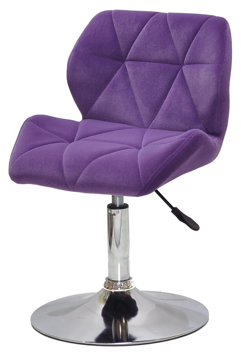 Стілець Set CH-Base велюр фіолетовий В-1013 на круглій хромованій ніжці з регулюванням висоти, фото 1
