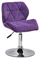 Стілець Set CH-Base велюр фіолетовий В-1013 на круглій хромованій ніжці з регулюванням висоти, фото 2