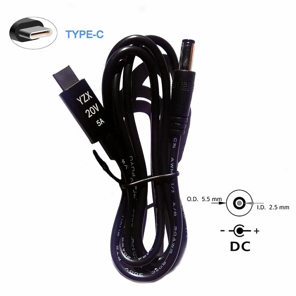 Кабель-адаптер USB Type-C на DC5525 з тригером і чипом E-Marker PD 20V/5А 100 Вт для паяльника TS100 SH72