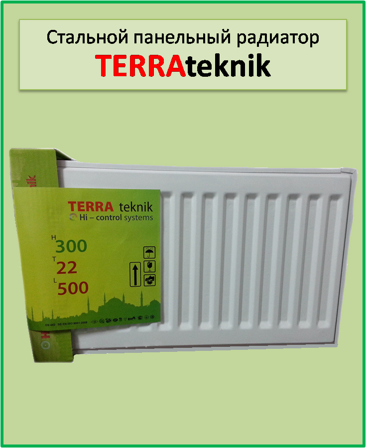 Сталевий радіатор Terra teknik 22k 300*1000 бокове підключення