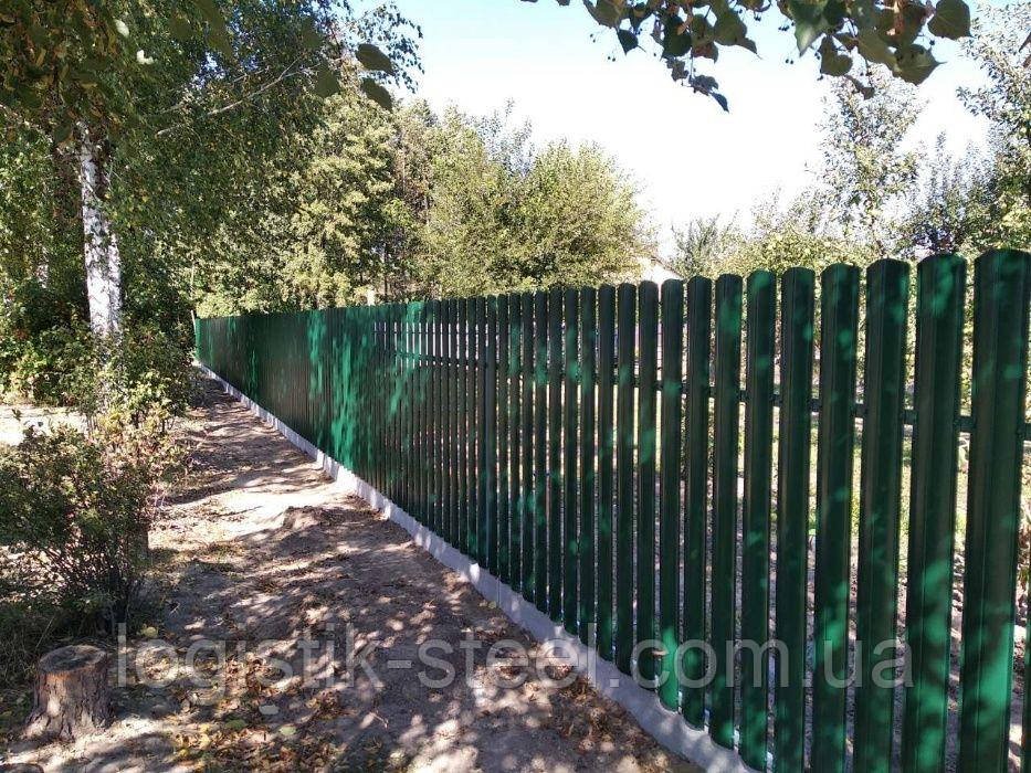 Паркан металевий Штахетник глянцевий двосторонній висота 2м  RAL 6005 (зелений мох) металевий 130