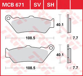 Колодки гальмівні передні HONDA CB500 ,BMW F 650 ,700 ,800 KTM Adventure 640/950/990 TRW MCB671