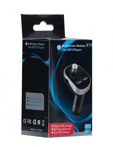 Автомобильный Bluetooth трансмиттер FM-модулятор X15 Черный - фото 5 - id-p1389604666