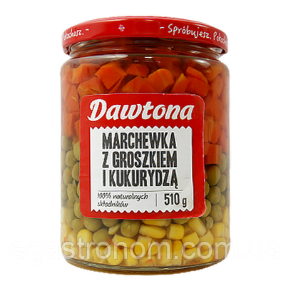 Овочева мішанка Давтона морква горох кукурудза Dawtona 510/330g 6шт/ящ (Код: 00-00005823)