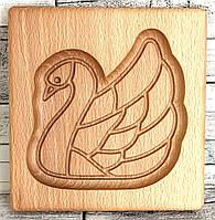 Пряникове дошка Казковий лебідь дерев'яна розмір 14 *13 * 2см. Форма для формування пряників