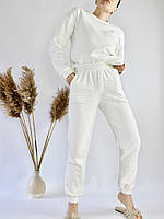 Молочний білий спортивний жіночий костюм легкий з бавовни розмір M, фото 1