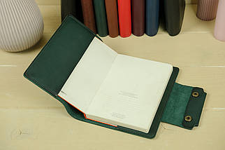 Шкіряна обкладинка для блокноту А5 Дизайн №2, натуральна шкіра Краст, колір Зелений, фото 2