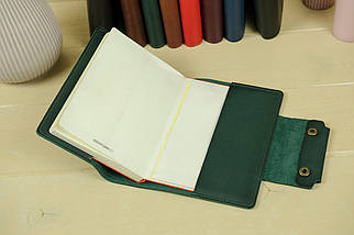 Шкіряна обкладинка для блокноту А5 Дизайн №2, натуральна шкіра Краст, колір Зелений, фото 3