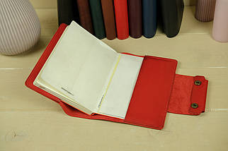 Шкіряна обкладинка для блокноту А5 Дизайн №2, натуральна шкіра Краст, колір Червоний, фото 3