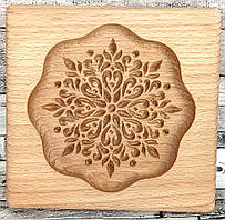 Пряникове дошка Візерунок №7 Сніговий візерунок дерев'яна розмір 14 *13 * 2см. Форма для формування пряників