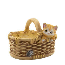 Кашпо Кошеня з мишкою в кошику (гіпс) K0303(G)