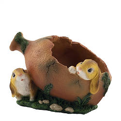 Кашпо Глечик з зайчиками (гіпс) K0402(G)