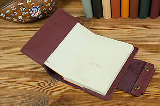Шкіряна обкладинка для блокноту А5 Дизайн №2, натуральна шкіра Grand, колір Бордо, фото 2