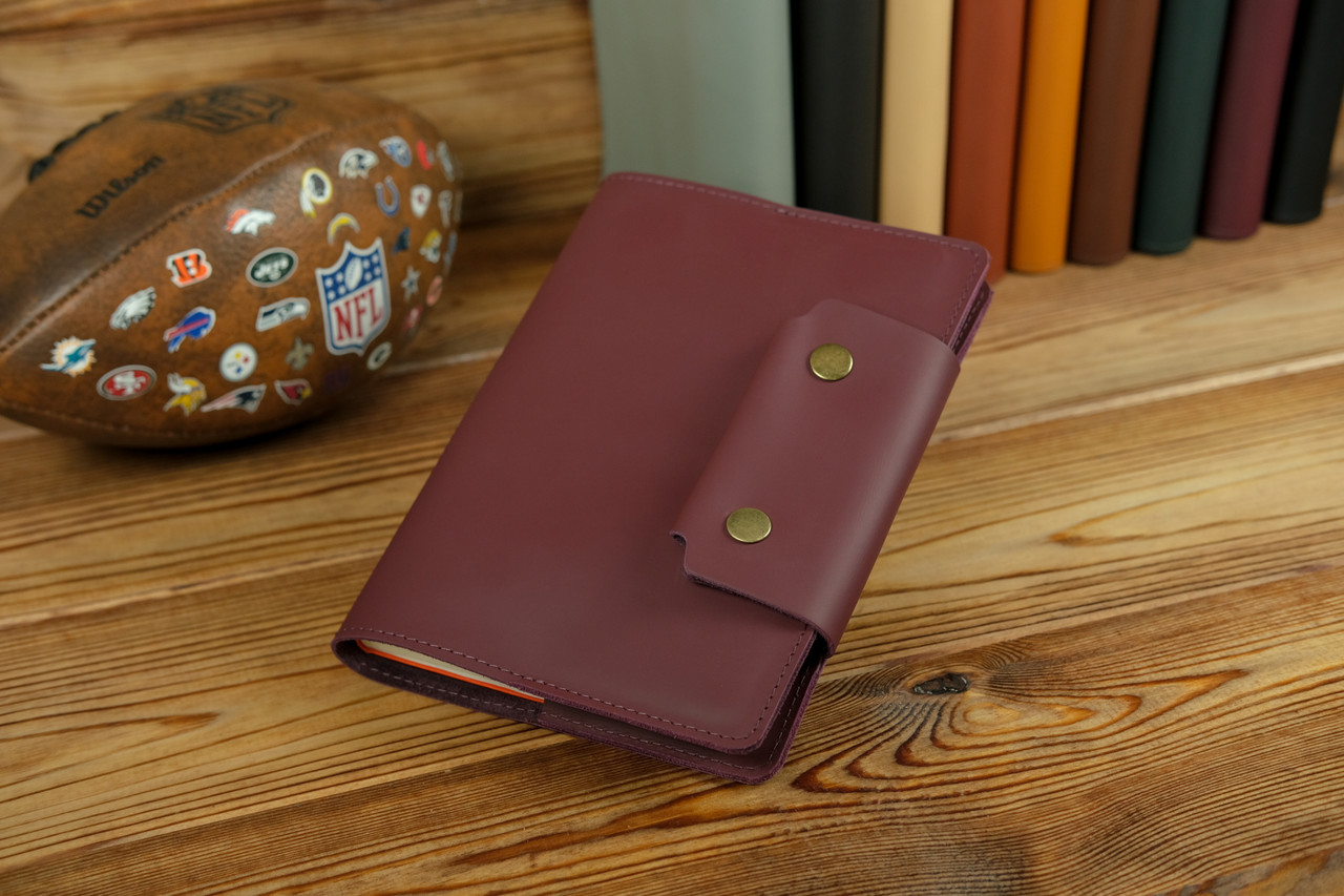 Обкладинка для блокноту А5 Дизайн №2 з натуральної шкіри колір Бордо