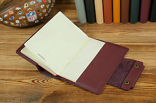 Обкладинка для блокноту А5 Дизайн №2 з натуральної шкіри колір Бордо, фото 3