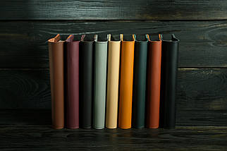 Шкіряна обкладинка для блокноту А5 Дизайн №2, натуральна шкіра Grand, колір коричневый, відтінок Шоколад, фото 3
